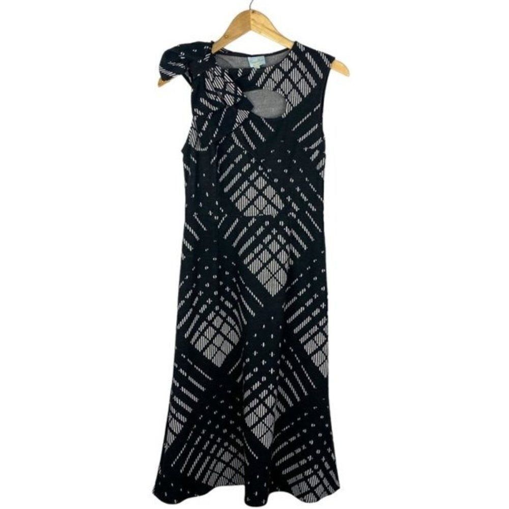 TRACY REESE Black White Wool Blend Sleeveless Cut Out Body Con Sheath Dress US M
